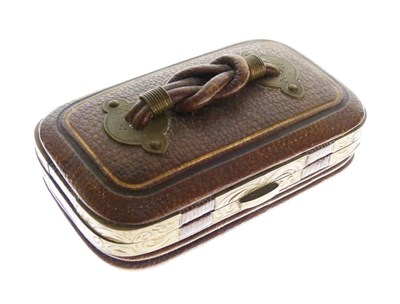 Lot 141 - Late 19th Century brown Morocco and brass cased sewing compendium