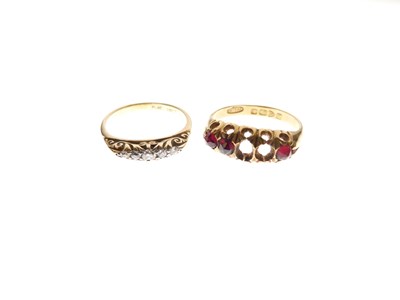 Lot 12 - 18ct and five stone diamond ring together with an 18ct gold ring