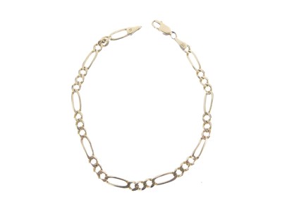 Lot 111 - Figaro-link bracelet, stamped '14KT ITALY'