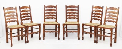 Lot 659 - Six modern kitchen chairs with rush seats