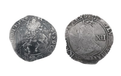 Lot 127 - King Charles I silver half crown and silver shilling