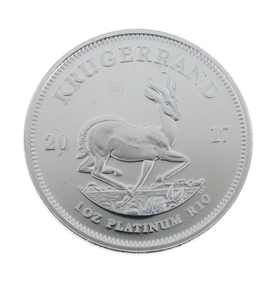 Lot 121 - South Africa 50th Anniversary 1oz platinum proof Krugerrand, 2017