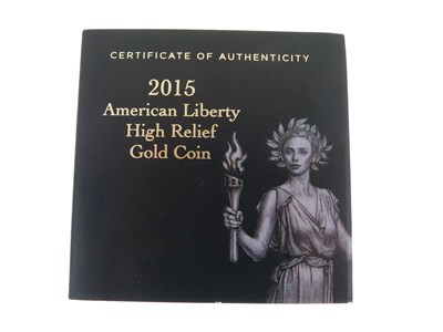 Lot 118 - United States of America, American Liberty high relief $100 1oz gold coin, 2015