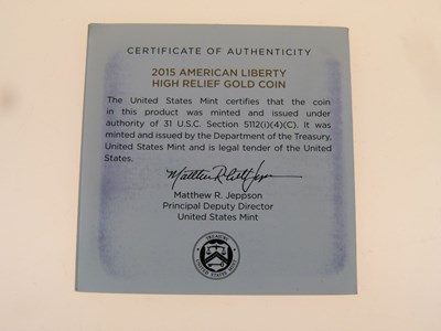 Lot 118 - United States of America, American Liberty high relief $100 1oz gold coin, 2015