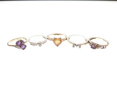 Lot 38 - Five various stone set dress rings