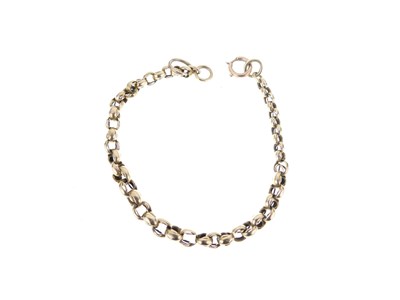Lot 112 - Yellow metal graduated belcher-link bracelet