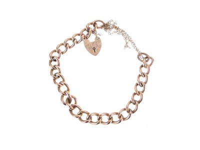 Lot 110 - 9ct gold curb-link bracelet with padlock