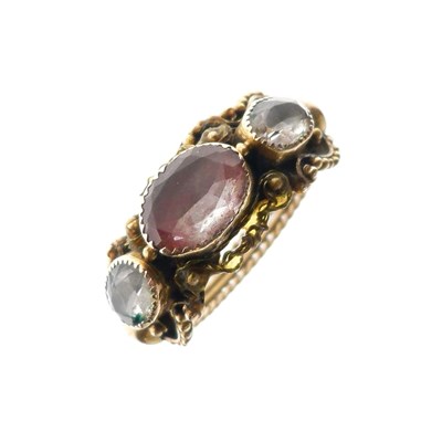 Lot 23 - Late Georgian unmarked yellow metal paste-set ring