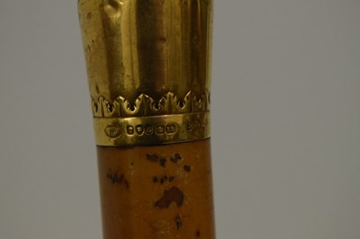 Lot 377 - Victorian 18ct capped walking cane