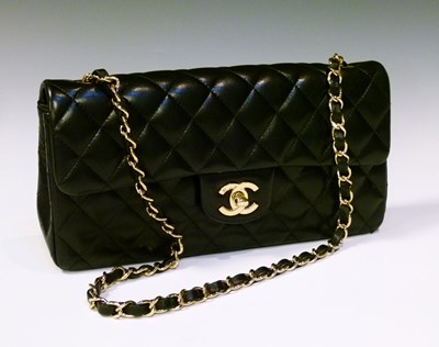 Lot 356 - Chanel - Single flap classic handbag, quilted black lambskin