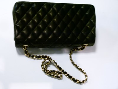 Lot 356 - Chanel - Single flap classic handbag, quilted black lambskin
