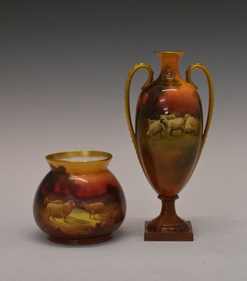 Lot 299 - Two Royal Doulton vases decorated with sheep by W. Brown