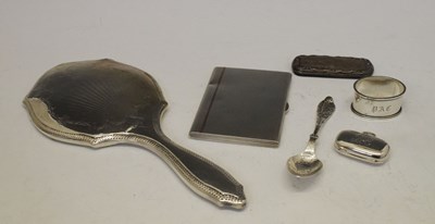 Lot 99 - George VI silver cigarette case and sundry silver