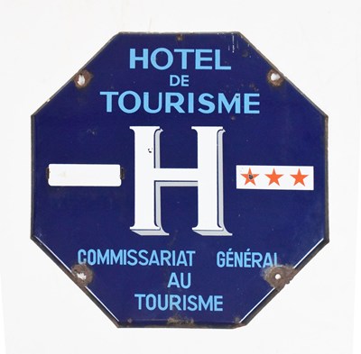 Lot 197 - Octagonal metal French 'Hotel du Tourisme' sign