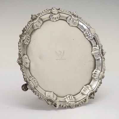 Lot 85 - Early George III silver pie-crust waiter or card tray