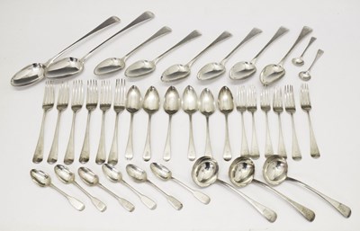 Lot 91 - Assortment of George III and later silver flatware