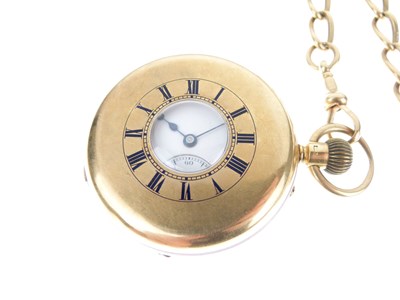 Lot 52 - Late Victorian 18ct gold half hunter-cased pocket watch with Albert