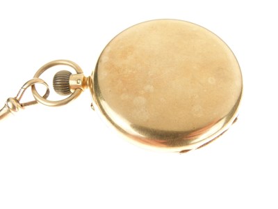 Lot 52 - Late Victorian 18ct gold half hunter-cased pocket watch with Albert