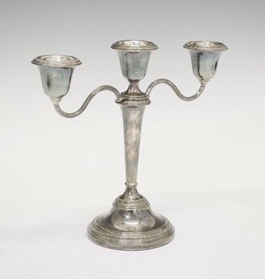 Lot 75 - Elizabeth II silver three-branch candelabra