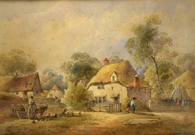 Lot 499 - George Earp (senior) - watercolour - Thatched Cottages
