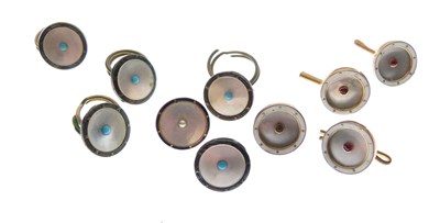 Lot 26 - Ten various mother-of-pearl and enamel-decorated dress buttons