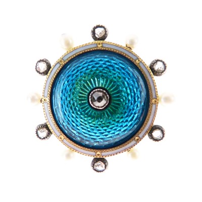 Lot 27 - Child & Child - Diamond, pearl and enamel pendant brooch