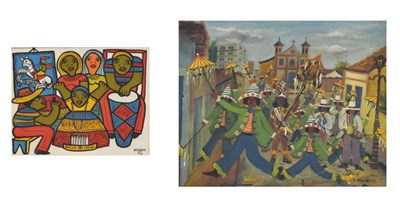 Lot 427 - O. Bezerra - Brazilian School - oil on canvas and Haitian oil on canvas