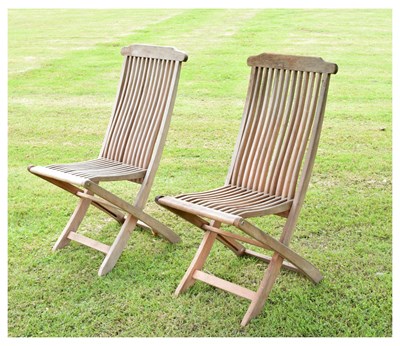 Lot 655 - Pair of Kent Collection teak folding deckchairs
