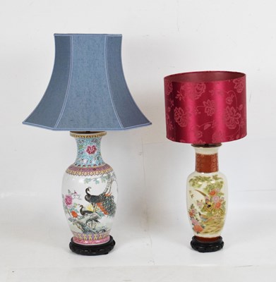 Lot 417 - Modern Chinese Canton Famille Rose table lamp and one other