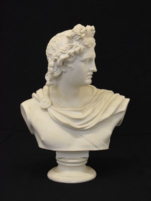 Lot 373 - Parian figural bust of Apollo Belvedere
