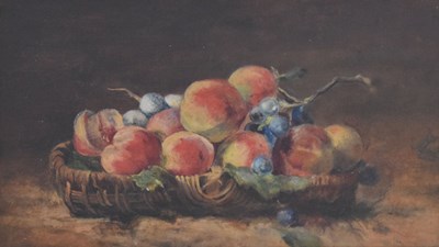 Lot 369 - Oil on canvas - Still life basket of fruit