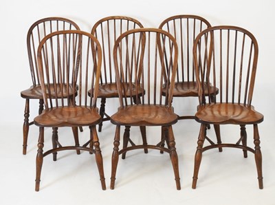 Lot 407 - Set of six good quality reproduction hoop-back Windsor chairs