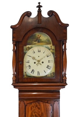 Lot 344 - Mid 19th Century mahogany cased eight-day painted dial longcase clock