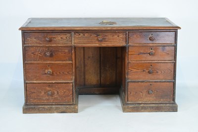 Lot 368 - Pitch pine twin pedestal desk