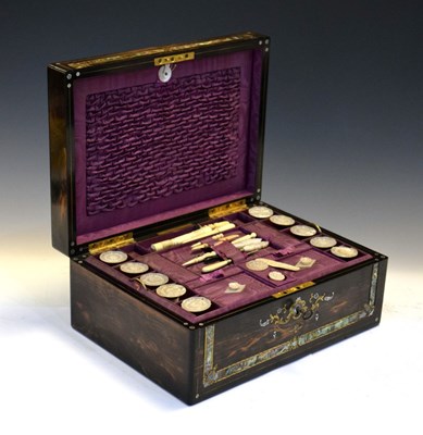 Lot 139 - Coromandel and mother of pearl inlaid needlework box
