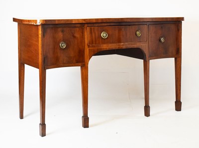 Lot 403 - Late George III inlaid mahogany serpentine sideboard