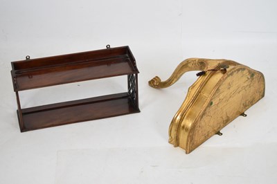 Lot 484 - Mahogany shelving rack and giltwood bracket