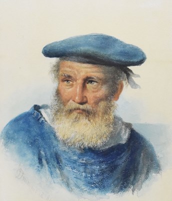 Lot 367 - John Drummond (1802-1889) Watercolour - Portrait of a fisherman
