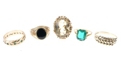 Lot 13 - Five various 9ct gold rings