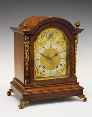 Lot 351 - Winterhalder & Hofmeier  - Early 20th Century German oak-cased bracket clock