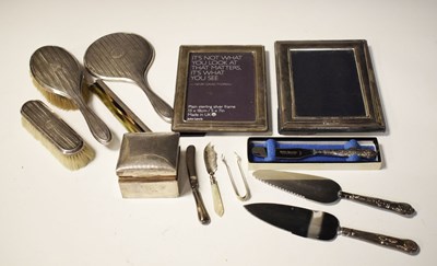 Lot 78 - Quantity of silver backed dressing table pieces and photo frames