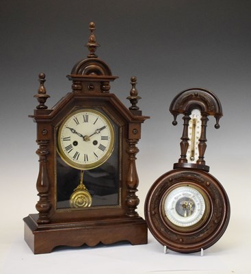 Lot 355 - American mantel clock and aneroid barometer