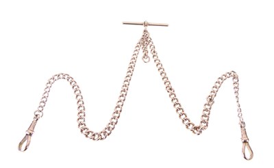 Lot 49 - 9ct gold graduated curb-link Albert