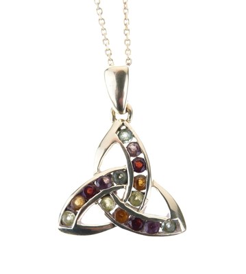 Lot 26 - 14ct gold Celtic design gem-set pendant