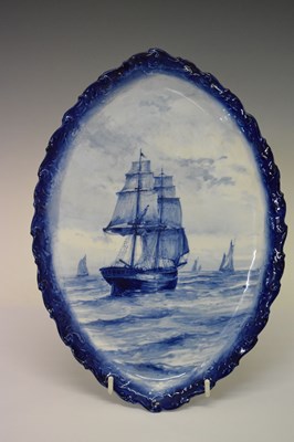 Lot 282 - Royal Crown Derby blue and white oval platter