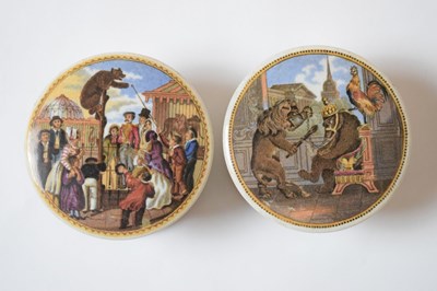 Lot 268 - Two Victorian bear related Prattware pot lids