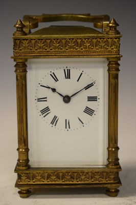 Lot 359 - Early 20th Century French brass carriage clock