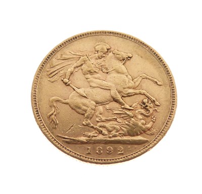 Lot 86 - Queen Victoria gold sovereign, 1892