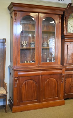 Lot 483 - Reproduction Victorian-style bookcase on cabinet base