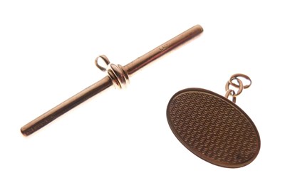Lot 48 - 9ct gold part cufflink and T-bar